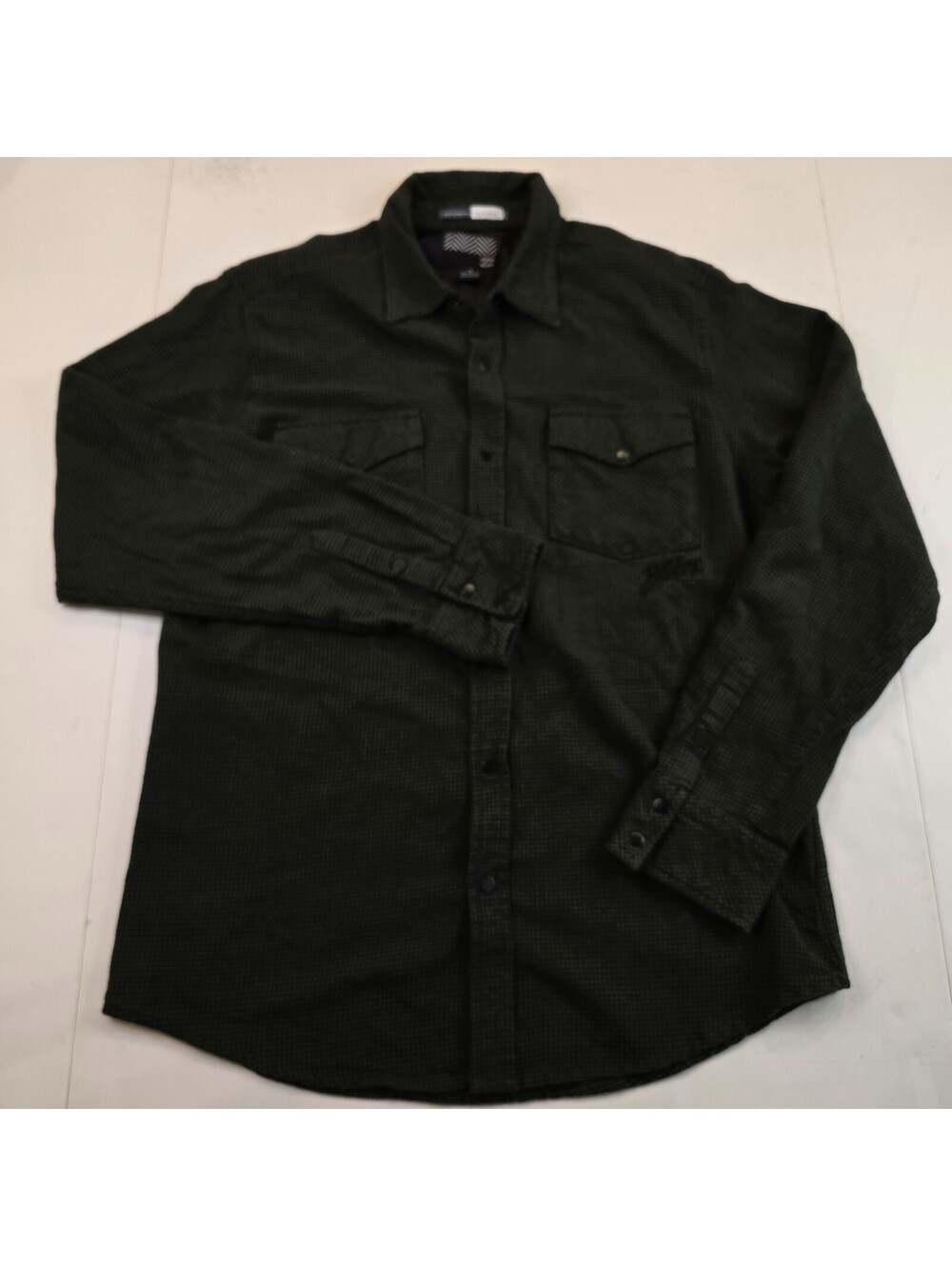 Billabong Shirt Mens Med Green Houndstooth Flannel Long Sleeve Button Snap